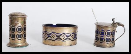 A group of three silver hallmarked condiments each