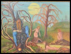 A vintage 20th century unusual erotic oil on canva