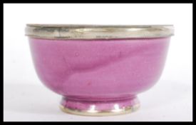 A silver collared ( unmarked ) studio pottery glaz