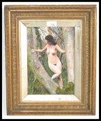 A very well accomplished nude study painting of a young naked women looking over her shoulder set