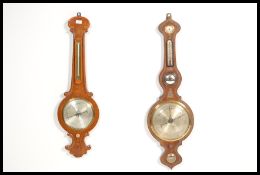 Two vintage early 20th century wooden wall baromet