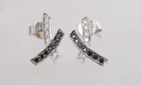 A pair of 18ct white gold diamond and sapphire ear