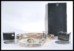 A large gallery twin handle silver plated tray, to