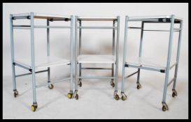 A set of 3 20th century industrial medical trolley