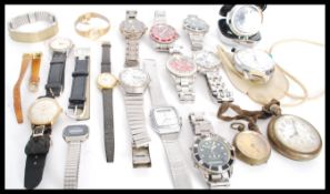 A collection of vintage watches and pocket watches to include Roamer , Sekonda , digital , Philip