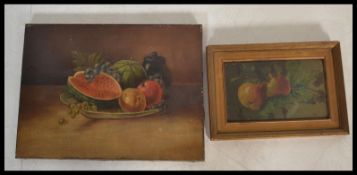 Two 19th century oil on canvas paintings of still