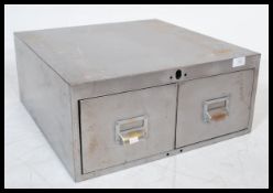 A vintage retro 20th century industrial office filing index cabinet. Polished steel construction
