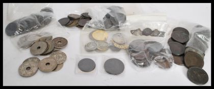 A collection of Antique Georgian coins to include many cartwheel pennies , pennies , Half