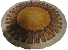 Rya rug - A Nordic 1960's mid Century large tie-died circular rug. The large circular rug with
