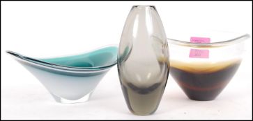 Ernest Gordon - Paul Kedelv - A group of three mid Century Scandinavian studio art glass, vase and