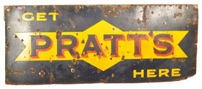 Pratt's - A 1920's large retro vintage industrial porcelain enamel sign for motor oil on a royal
