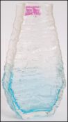 After Geoffrey Baxter - Whitefriars - A coffin style aqua coloured vase in a bark effect texture.