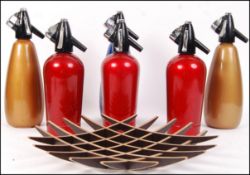 BOC - Sparklets syphons -A collection of 6x retro vintage soda syphons of varying colours together