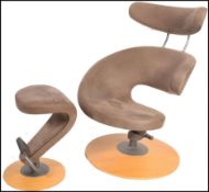 Olav Eldøy - Stokke Varier Peel - A 2002 designer peel chair and ottoman, the chair being a curved