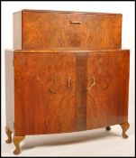 Turnbridge - A 1940's vintage retro post war art Deco teak and walnut cocktail / drinks cabinet