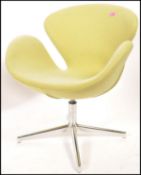 After Arne Jacobsen - A Fritz Hansen style swan chair / lounge / easy armchair in a lime / apple