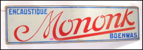 Encaustique Mononk Boenwas - A Circa 1948 French vintage antique industrial porcelain enamel