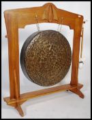 A good, large believed 19th century bronze / brass Chinese gong of cylindrical form resonating