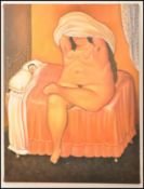 A 20th Century modernist unframed acrylic painting on canvas of Mexican or Cuban origin, a study