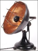 Ediswan - An Art Deco era Circa 1920 ebonised industrial cast iron and copper heat lamp having a