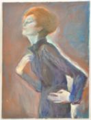 MICHAEL COOTE ( 1931 ); A  20th century oil / gouache abstract painting depicting a very stern