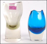 A group of two mid Century Czech Studio art glass vases believed to be by Milan Metelak for