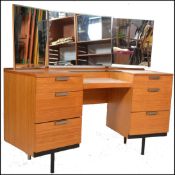 John & Sylvia Reid - Stag - A 1960's retro vintage S range oak twin pedestal dressing table, each