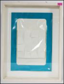 An unusual modernist scupture of cuboid form being set within white frame and glazed dating to the