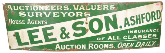 House Agents Lee & Son , Ashford - A large early 20th Century retro vintage industrial porcelain