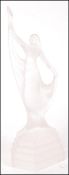 An Art Deco antique vintage frosted pressed glass figure depicting a female in a long dress upon a