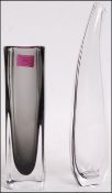 Nils Landberg - Vicke Lindstrand - 2x swedish studio art glass vases, one being of obelisk square