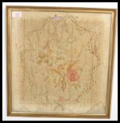 A 19th century framed and glazed Chinese silk tape