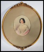 A 19th century Victorian watercolour portrait stud