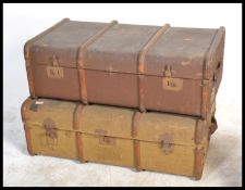 Two vintage 20th Century canvas and cane bound ste