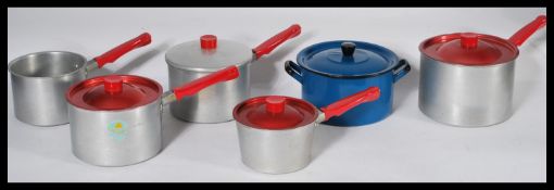 A group of vintage retro 20th century pots and pan