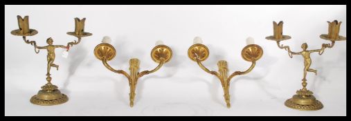 A pair of early 20th century gilt bronze candelabr