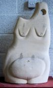 A large abstract carved Bath stone sculpture of a