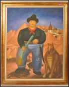 A 20th Century abstract framed acrylic painting on