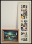 A framed and glazed tall James Bond 007 film posters homage along with a framed and glazed James