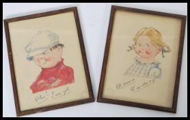 A pair of early 20th century WWI First World War era drawings / sketches. Depicting a stylised