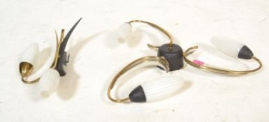 A 1950's vintage atomic sputnik ceiling trio light