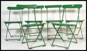 A set of six vintage early 20th century metal metamorphic folding lawn bandstand bistro dining