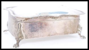 An early 20th century Edwardian silver hallmarked jewellery box by T H Hazlewood & Co. Hallmarked