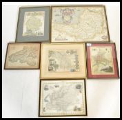 A group of vintage map prints to include Hereford, Gloucester, Europe, South Wales, Somerset etc.
