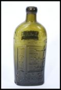 WARNERS SAFE CURE BOTTLE. 9.25ins tall, bright green glass embossed WARNERS/ SAFE CURE/ LONDON