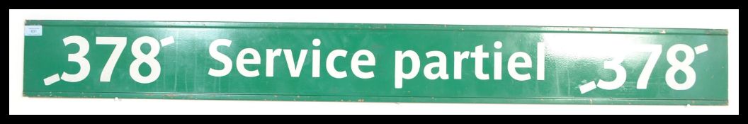 A vintage retro 20th century French transport enamel sign reading 378 Service Partiel 378 La Defense