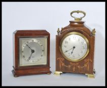 Two early 20th century Edwardian mantle clocks one an Elliott mantel clock with square silvered