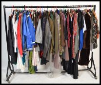 A collection of vintage clothing to include lined men's leather jacket, men's vintage sportswear