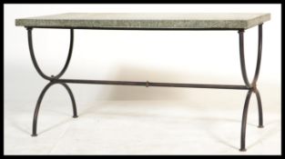 A 20th century classic marble and cast iron occasional / coffee table. Of rectangular form with good