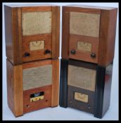 A collection of four wooden cased War-Time Civilian Receivers, applied labels to the top  Produced